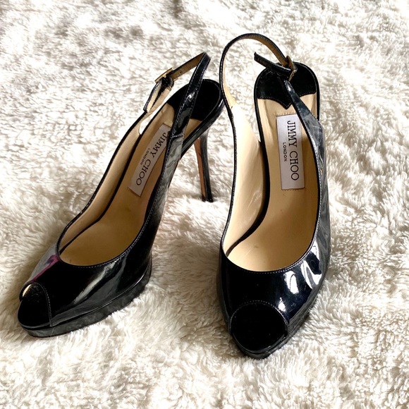 Jimmy Choo Shoes - Jimmy Choo Nova Patent Leather Peep Toe Pumps